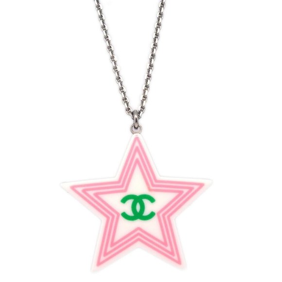 Chanel Star Chain Necklace Pendant Silver White 04C 131662 - Picture 1 of 4